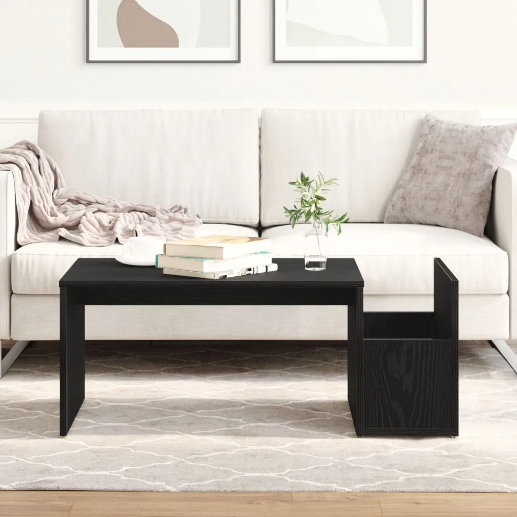 Fekete Tölgy Kávézó Asztal 90x45x35 cm Műgyanta