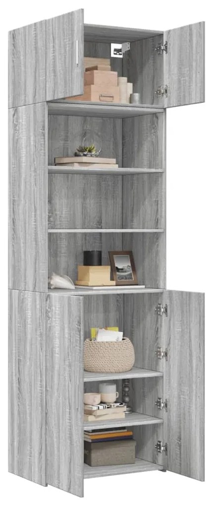 szürke sonoma színű szerelt fa tárolószekrény 70x42,5x225 cm