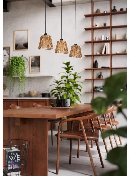 Eglo 44073 - Csillár zsinóron LAVISTER 3xE27/60W/230V barna