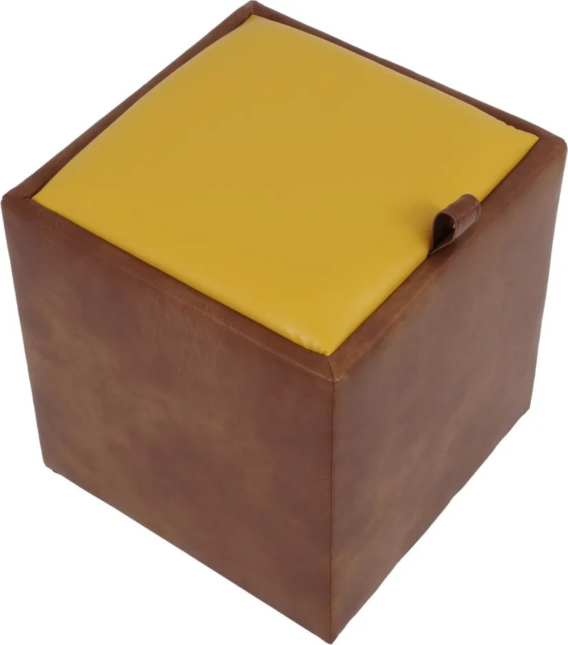 Box puff - műbőr, konyak/sárga - 8070/22168 R