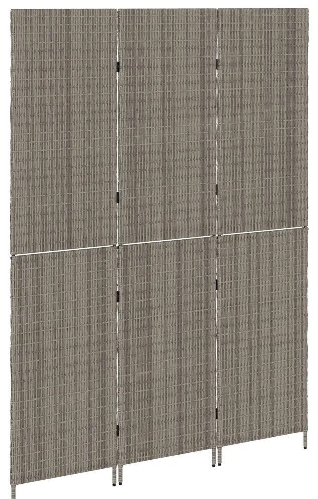 Szobaelválasztó 3 paneles Összecsukható Szürke 147x180 cm Poly Rattan