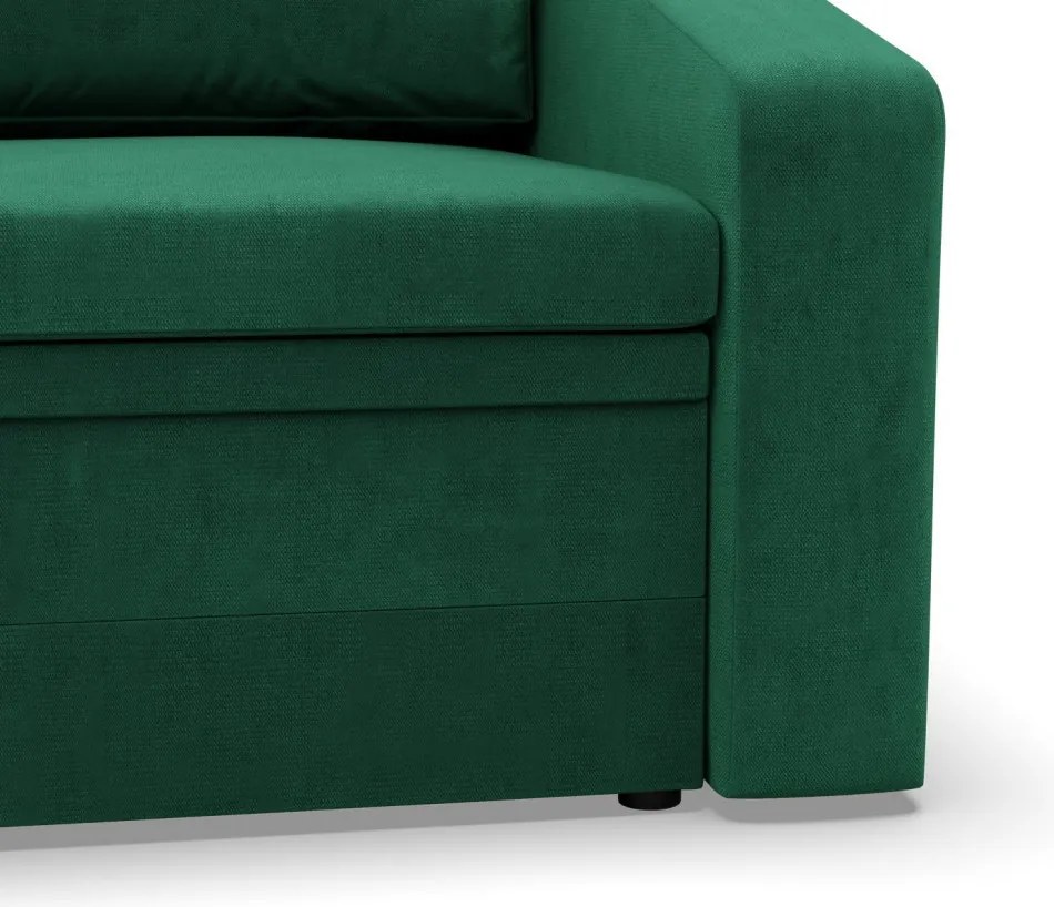 Vertico fekvőfotel, 80 cm széles, bársony, zöld