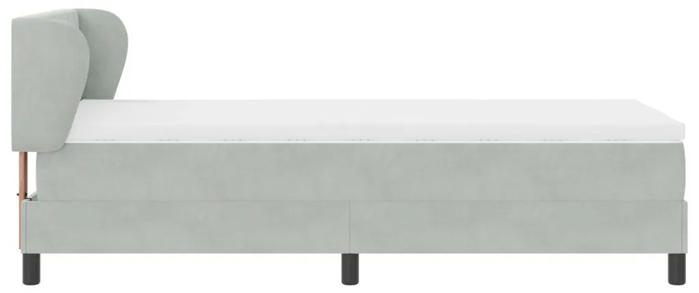 Boxspring Ágy Mattal Világosszürke 90x200 cm Bársony