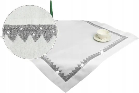 Abrosz Karácsonyi négyzet alakú asztal FEHÉR-ezüst 85x85 dekoratív