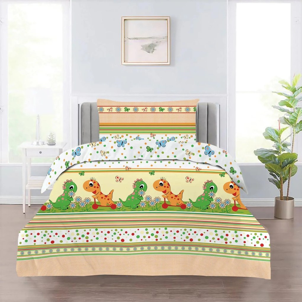 Dino TiaHome pamut lepedők - Detský set 130x90cm + 65x45cm