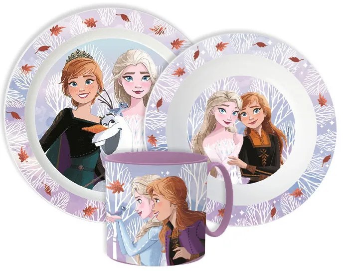 Disney Jégvarázs Autumn Leaves étkészlet, micro műanyag szett bögrével 265 ml