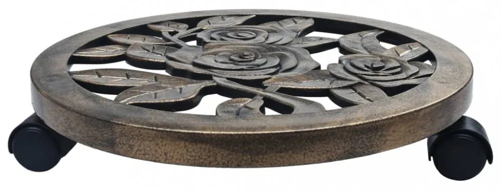 6 db bronzszínű gurulós műanyag virágtartó 38 cm