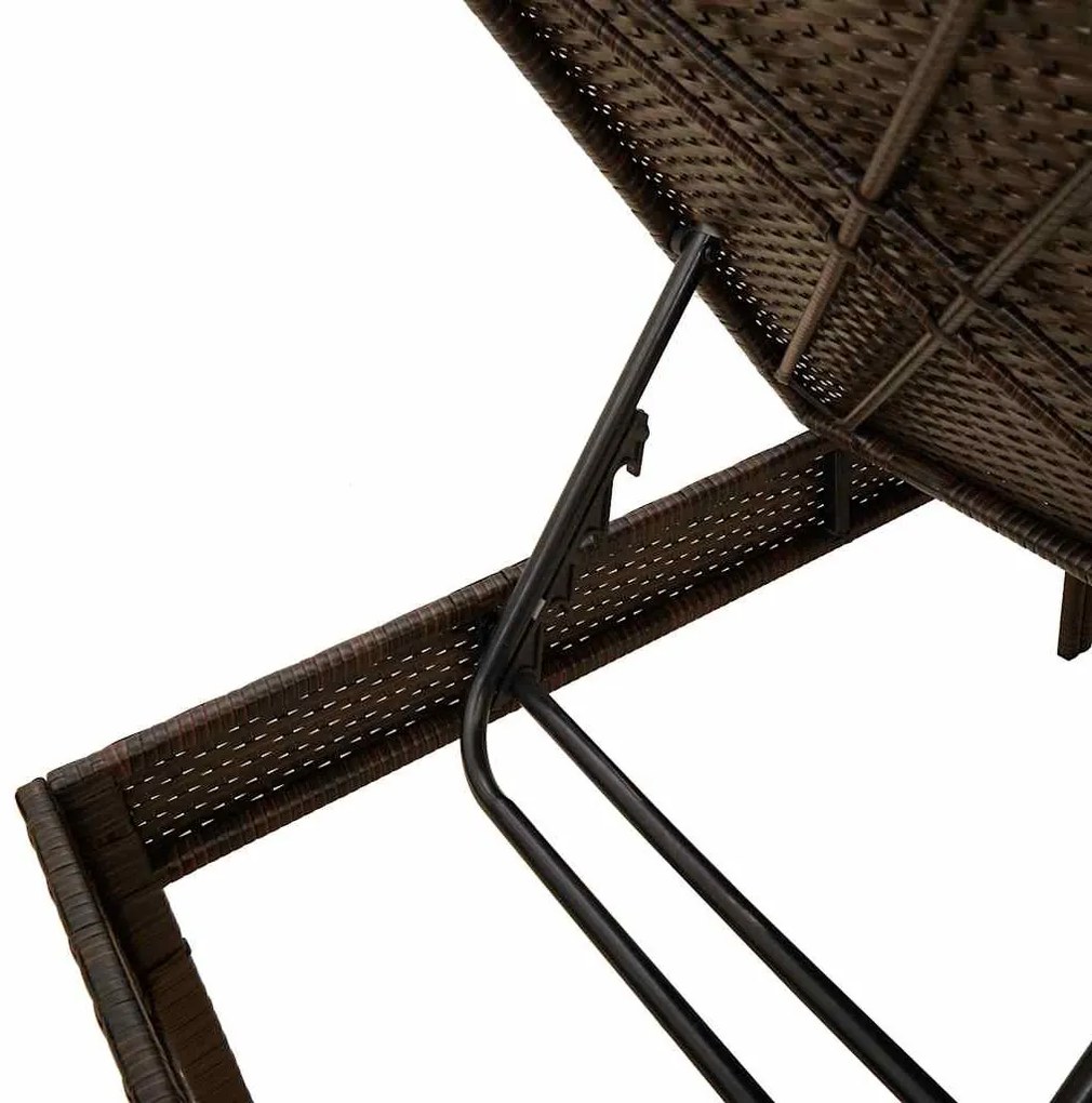 barna polyrattan napozóágy párnával 55x200x44 cm
