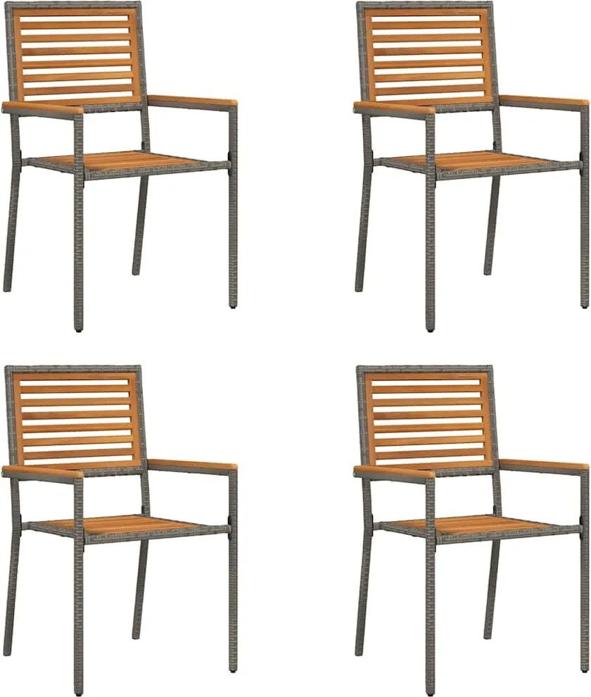 vidaXL Kerti összecsukható székek 4 pcs Barna és Szürke