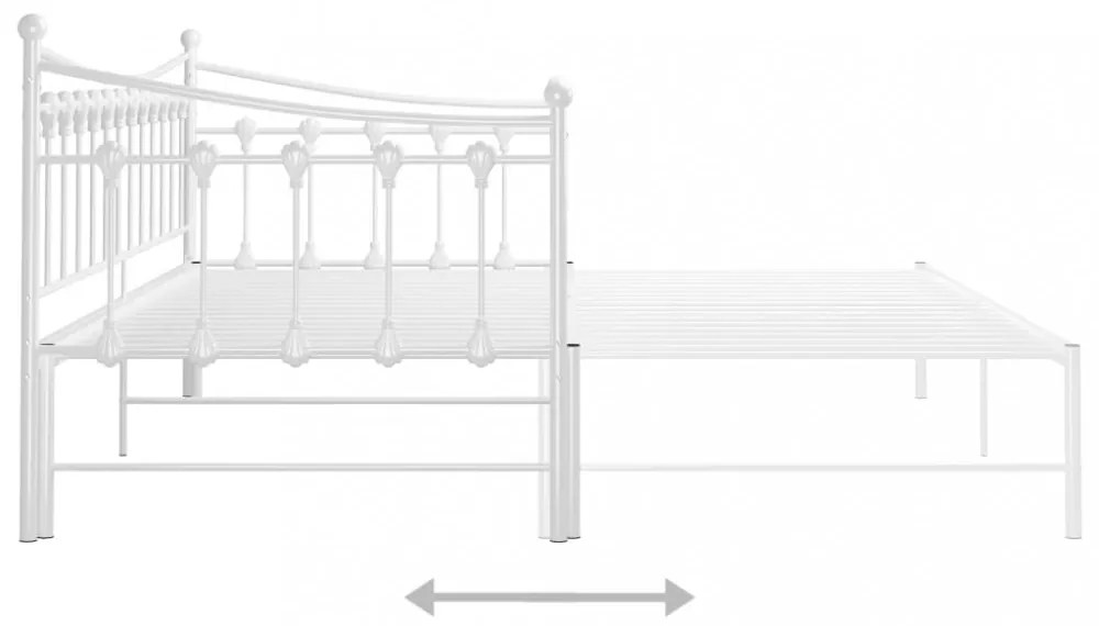 Fehér fém kihúzható kanapéágy-keret 90 x 200 cm