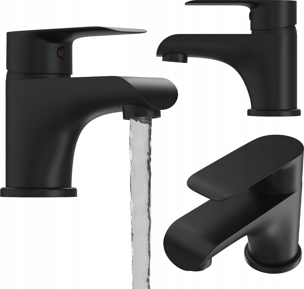 Egykaros mosdó csaptelep alacsony álló fürdőszoba fekete csaptelep Vito