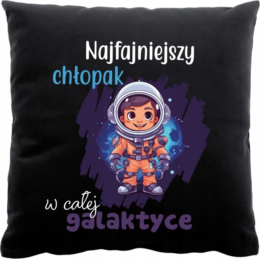 Fekete Párna 40x40 Nyomott Mintával Iskolai Ajándék Fiúnapra