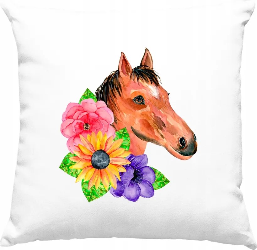 Ló párna Virágok Művészet 2 Fehér