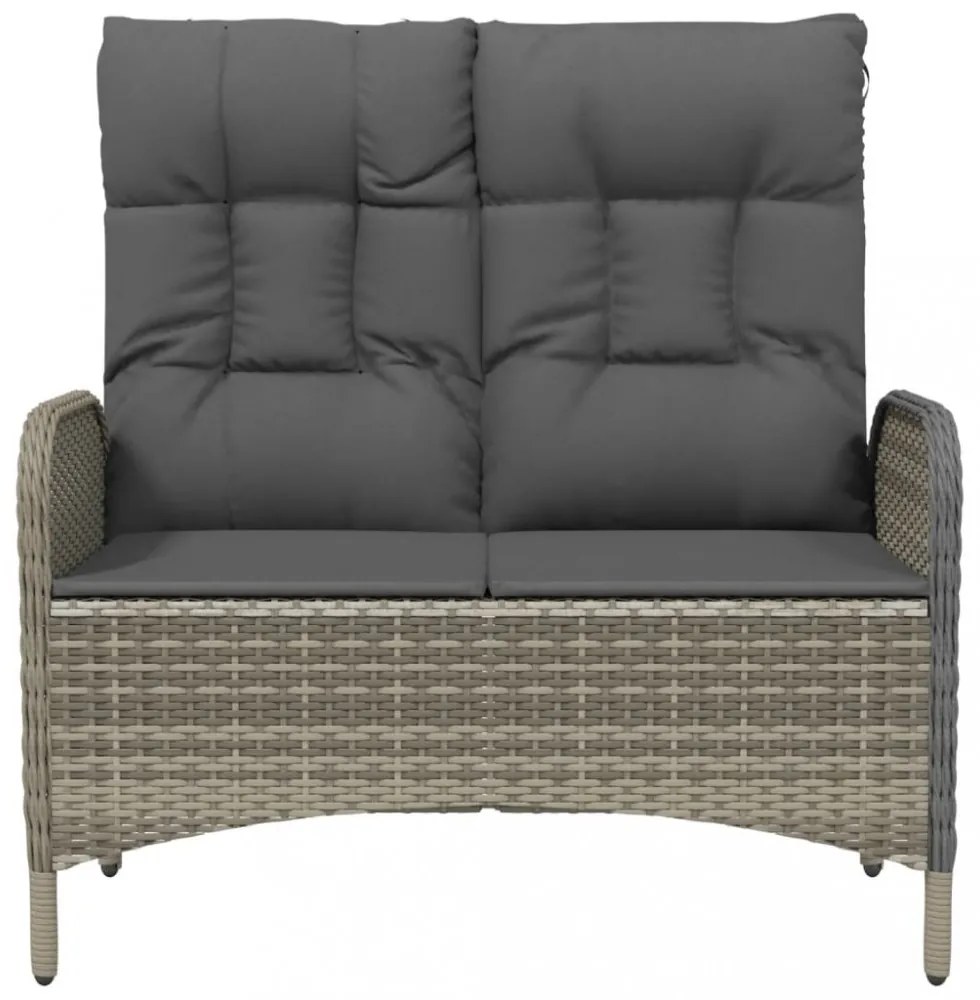 szürke polyrattan dönthető kerti pad párnákkal 107 cm