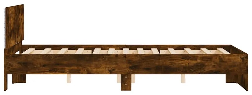 füstös tölgy színű ágykeret fejtámlával és LED-del 140x200 cm