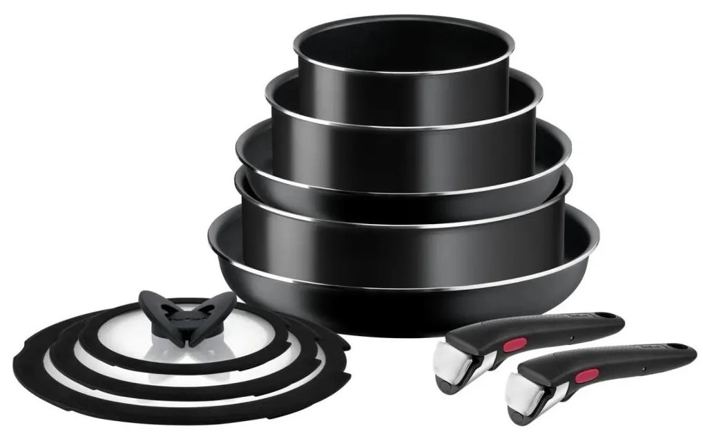Tefal - Konyhai készlet 10 db INGENIO EASY COOK & CLEAN BLACK