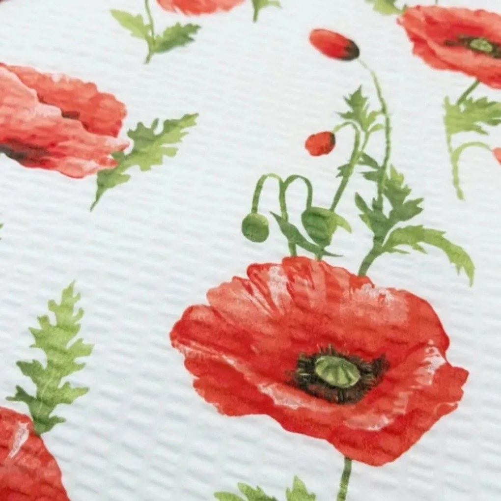 Fehér pipacsok krepp ágyneműhuzat TiaHome - 1x Párna 90x70cm, 1x Paplan 140x200cm