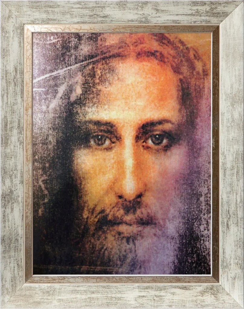 Torinói Lepel Jezus Vallásos Vászonkép Fehér Keretben 30X40