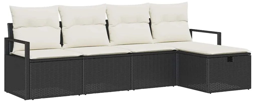 Kerti Kanapé Szett 5 pcs Fekete és krémszínű 230 x 117 x 85 cm