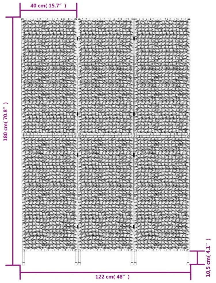 3 paneles vízijácint térelválasztó 122x180 cm