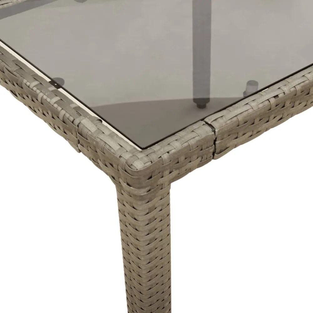7 részes szürke polyrattan/üveg kerti étkezőgarnitúra párnával