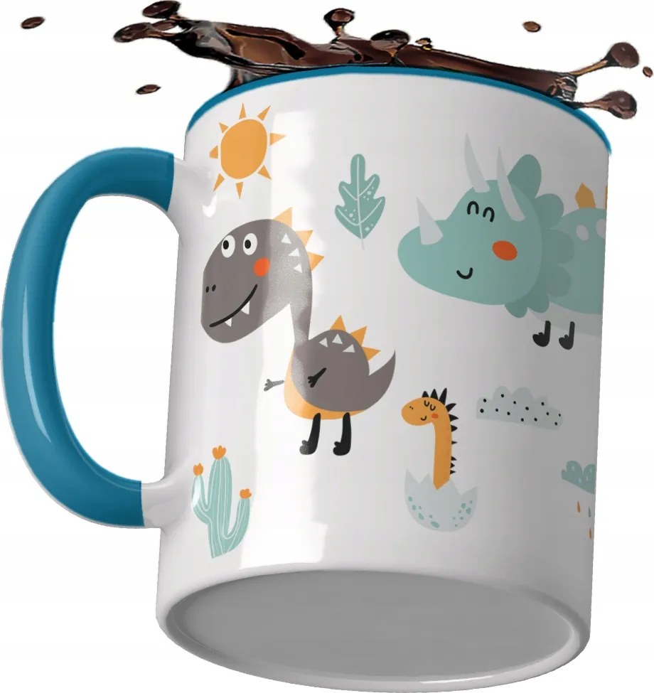 Kék bögre ajándék gyerek fiú lány dino dinoszauruszok