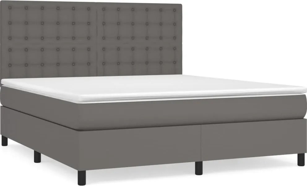 vidaXL szürke műbőr rugós ágy matraccal 180 x 200 cm