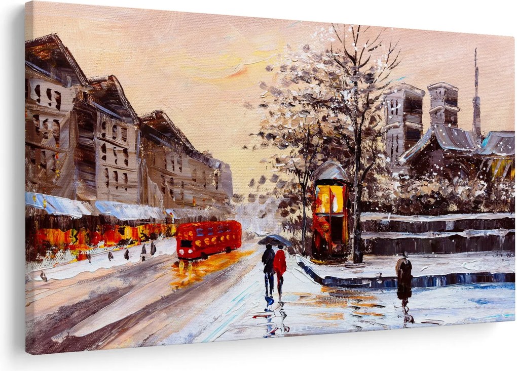 Kép - Egy téli város festménye (90x60 cm)