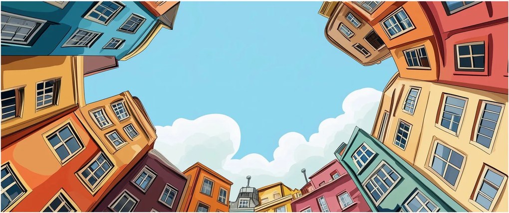 Kép - Házak között (120x50 cm)