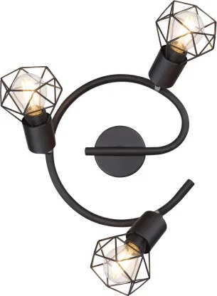 Globo 54802S-3 Mennyezeti spotlámpa, fém fekete, fekete fém rács, ø:230mm, M:180mm, 3xE14 40W 230V izzók nélkül