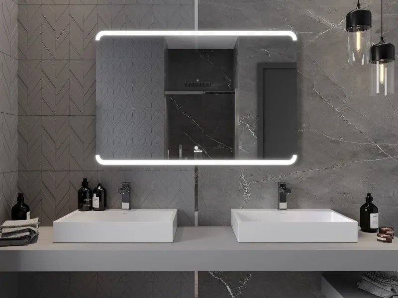 Mexen Nida, LED fürdoszobai tükör háttérvilágítással 120x80 cm, 6000K, páramentes, 9806-120-080-611-00