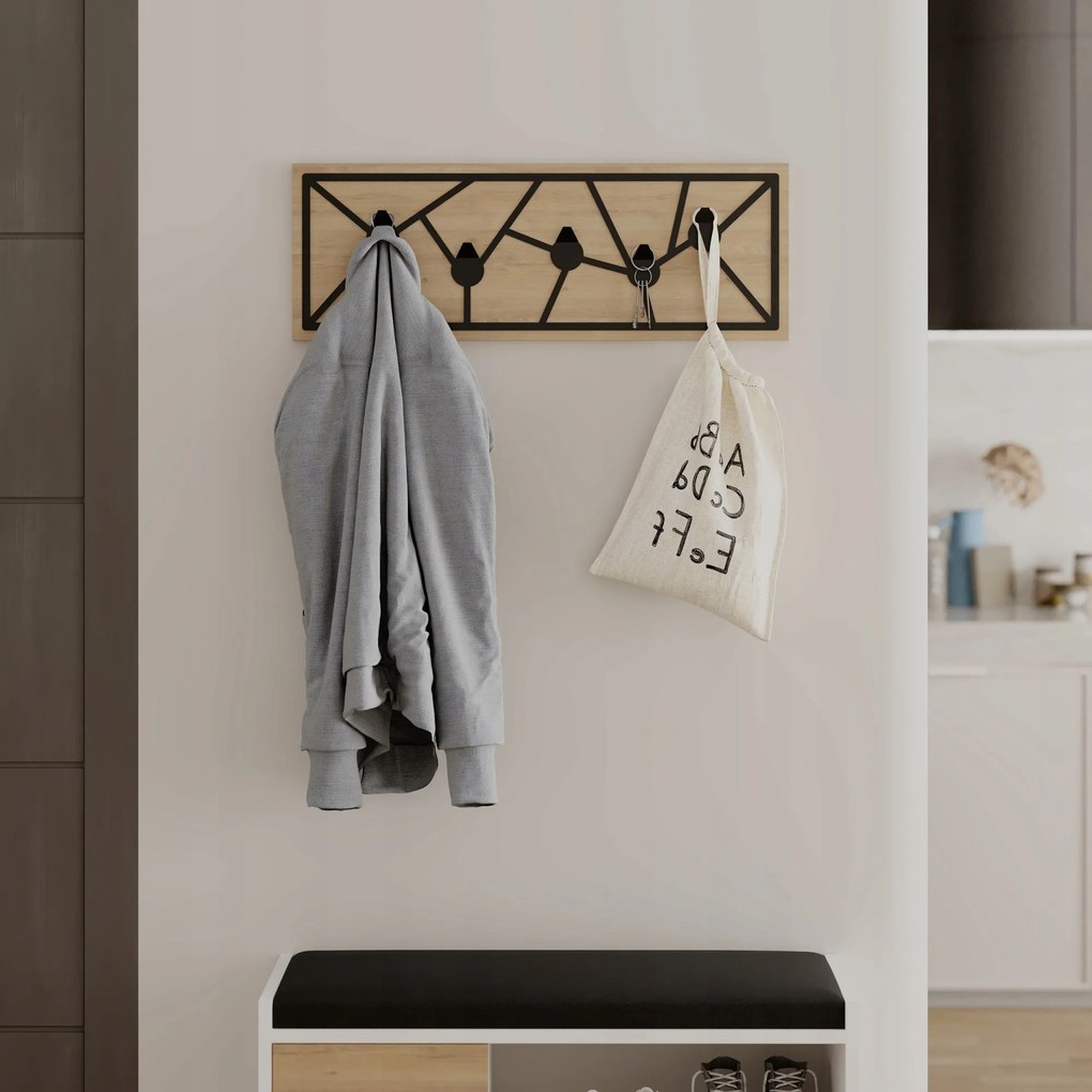 Houseland Trace fali akasztó, zafír tölgy/fekete