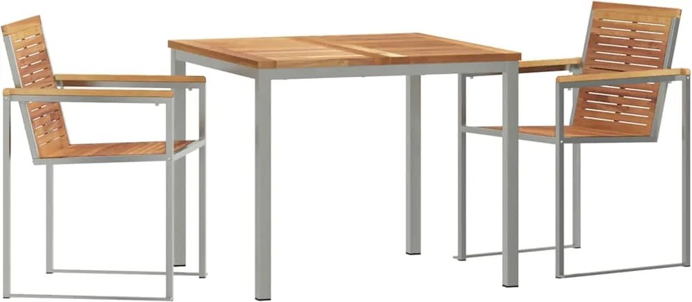 vidaXL Kert étkező szett 3 pcs Barna Tömör Teakfa