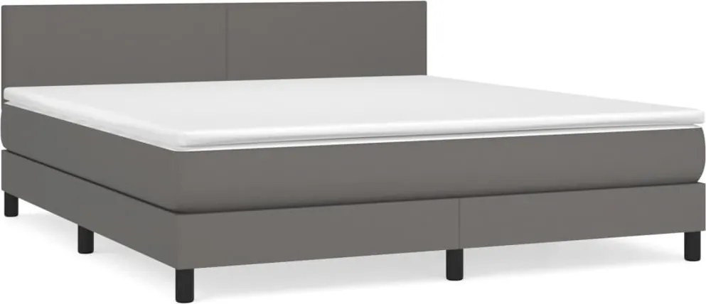 vidaXL szürke műbőr rugós ágy matraccal 180 x 200 cm