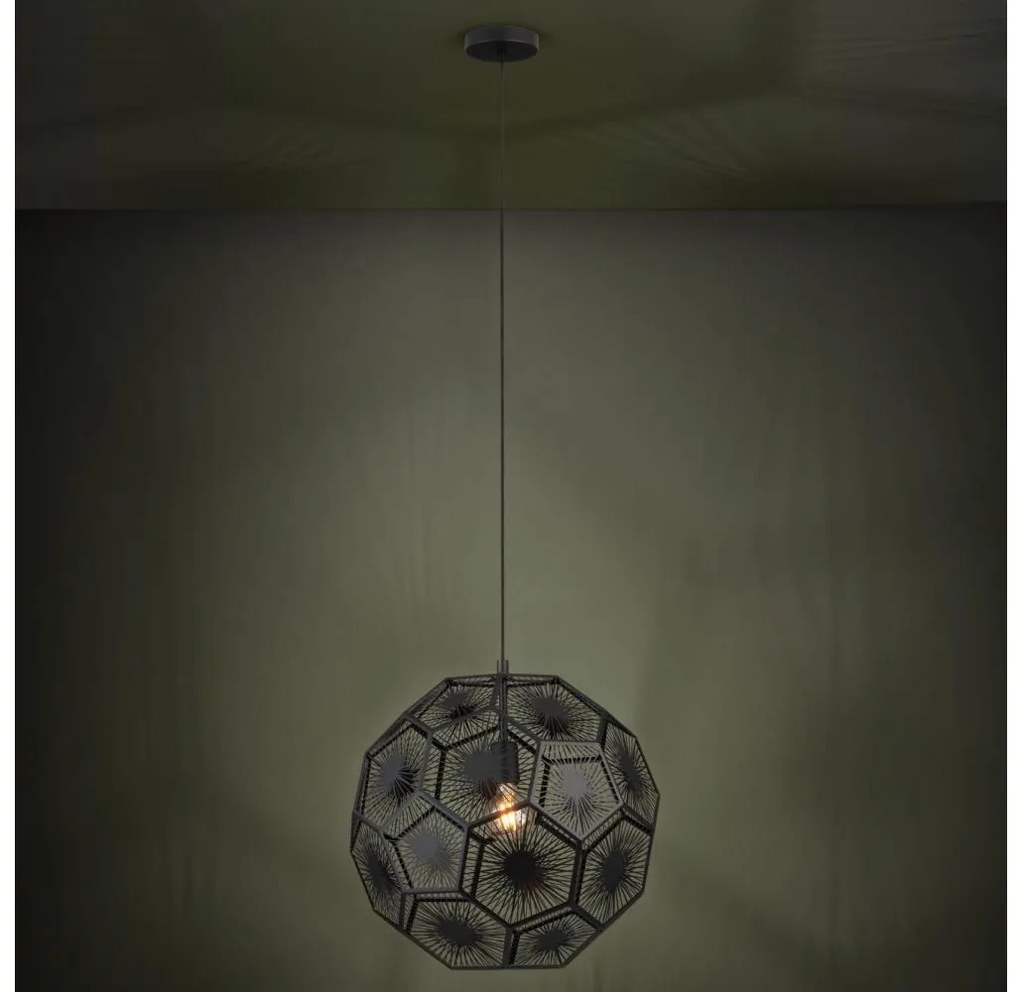 Eglo 39619 - Csillár zsinóron SKOURA 1xE27/60W/230V 50 cm fekete