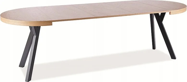 Domingo összecsukható asztal tölgy/fekete 100-250cm étkező Sig