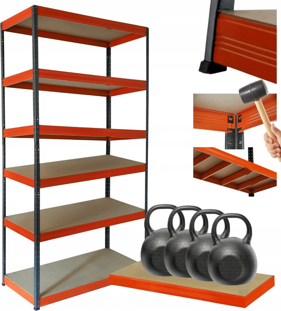 Tárolószekrény fém állvány Helios 213x90x40cm 6Px400kg Tömör