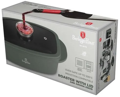 BerlingerHaus Pecsenyesütő fedővel és aroma gombbal Matte Green Collection BH/8775