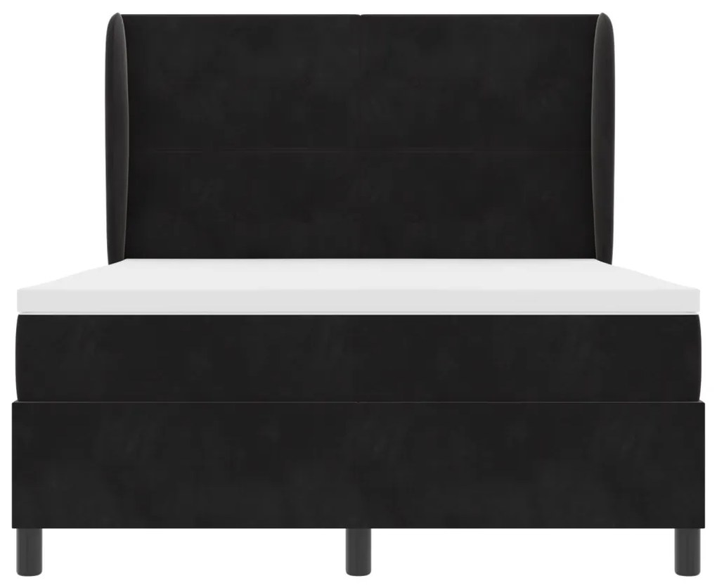Boxspring Ágy Matresszel Fekete 140x200 cm Bársonyos