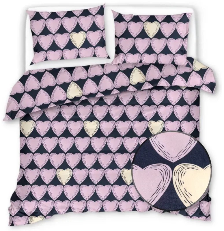 Mikroszálas ágyneműhuzat VIOLET HEARTS világos lila Ágyneműhuzat mérete: 2 db 70 x 80 cm | 160 x 200 cm