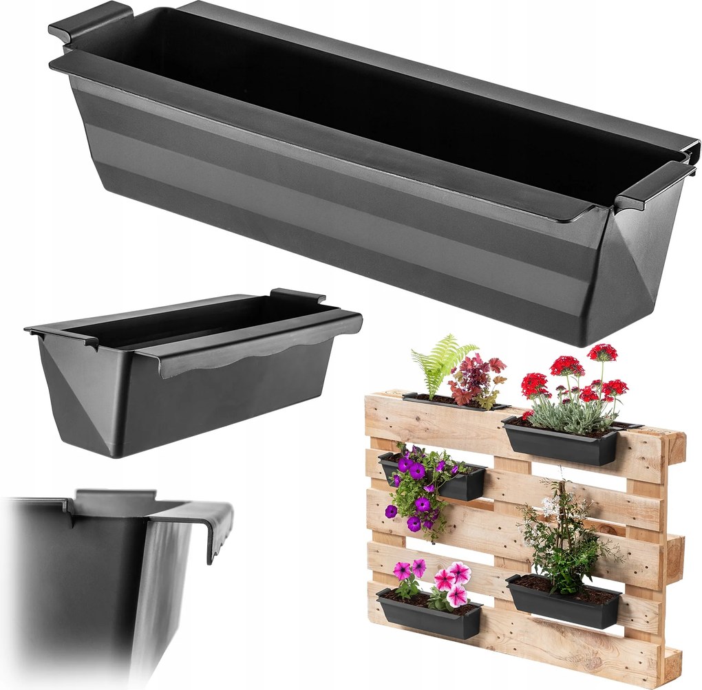 Virágtartó Kaspó Euro Raklaphoz Doboz 40 cm Virágtartó Műanyag