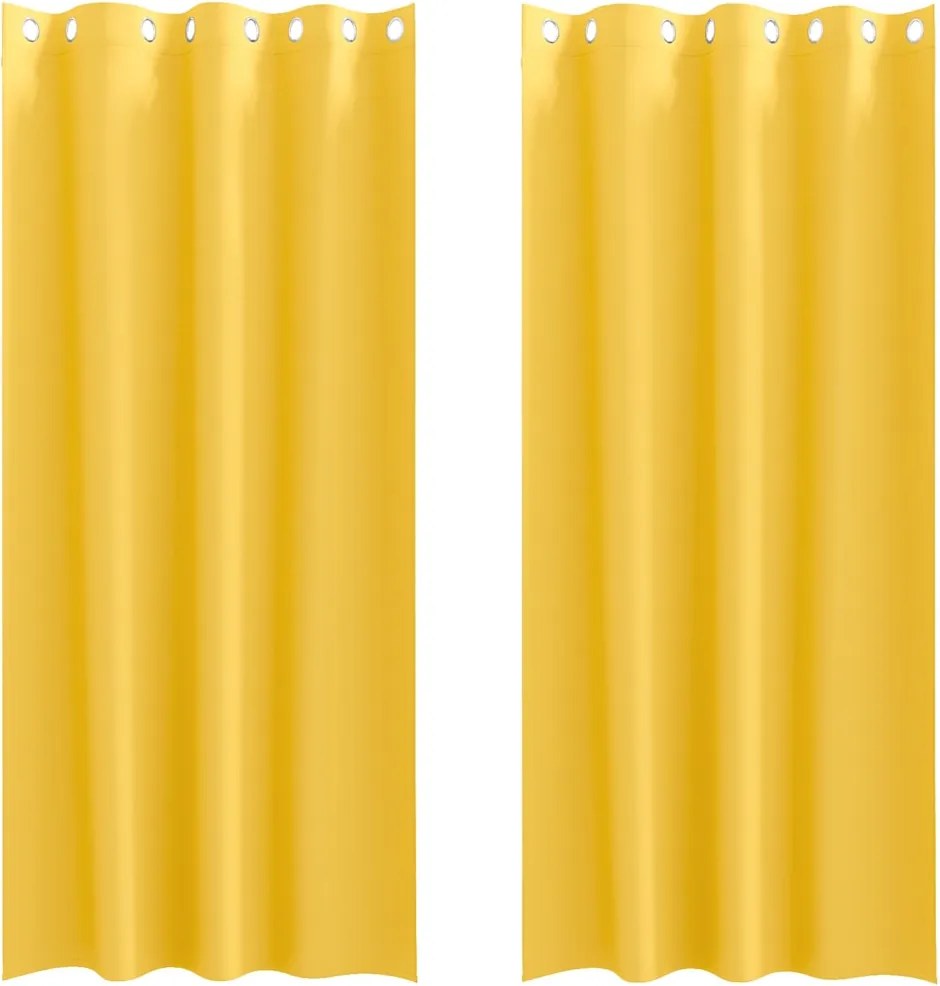 vidaXL Fekete Függöny Gyűrűkkel 2 pcs Mustár sárga 225 x 140 cm
