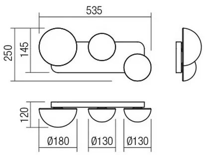 Redo 01-2472 - LUMIEN fali lámpa 3xG9/10W/230V arany/fehér