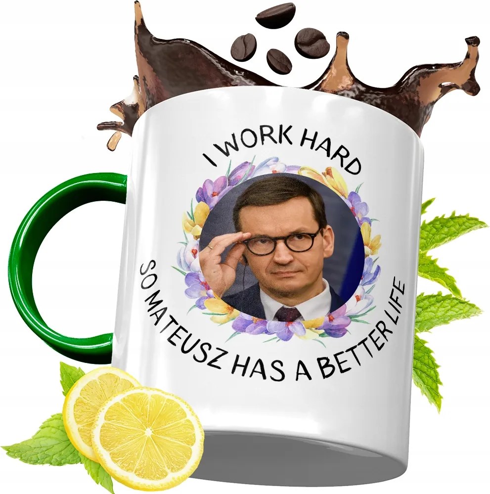 Máté Morawiecki Zöld Bögre Ajándék, fényképes nyomattal