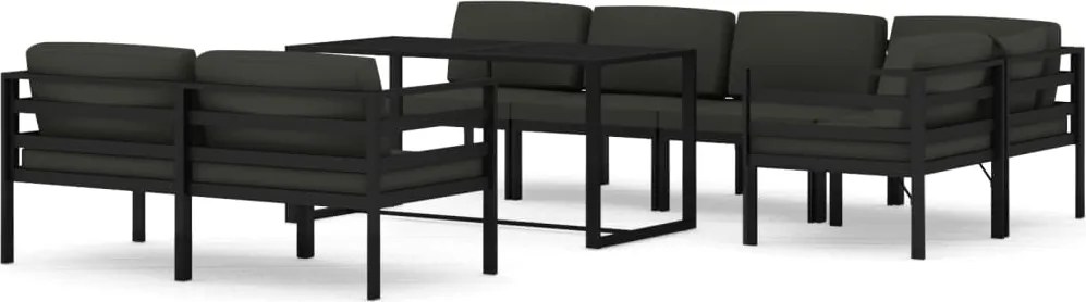 vidaXL 8 részes antracitszürke alumínium kerti ülőgarnitúra párnákkal