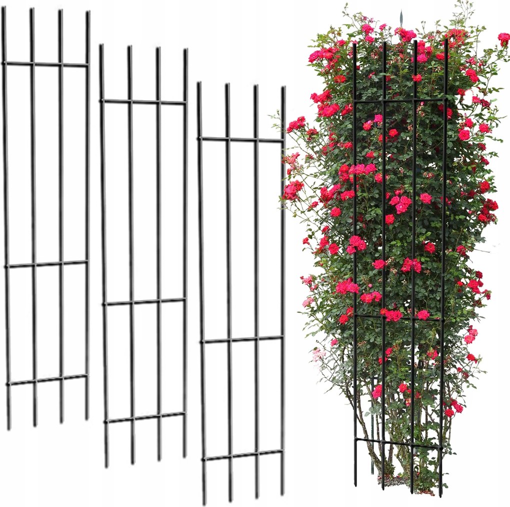 Kerti Pergola Fém Növénytámasz Rózsa Virág Rács Szett 3DB-OS