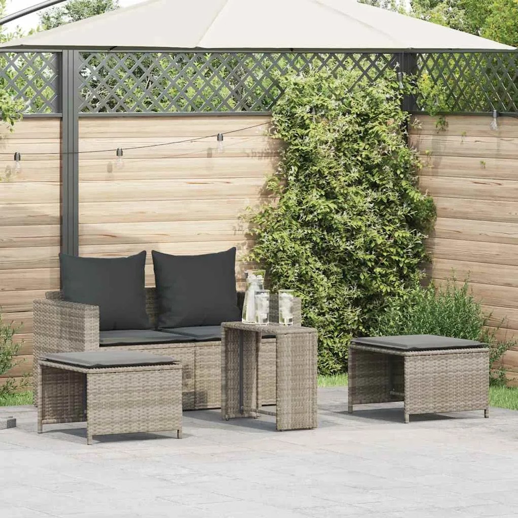 5 részes polyrattan kerti kanapé garnitúra párnákkal stackable
