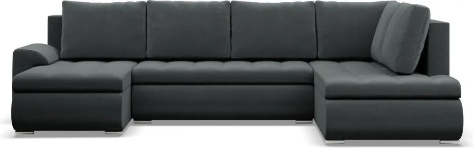 Tokio U sarokkanapé, 3 ágyneműtartóval, bársony, jobboldali, szürke