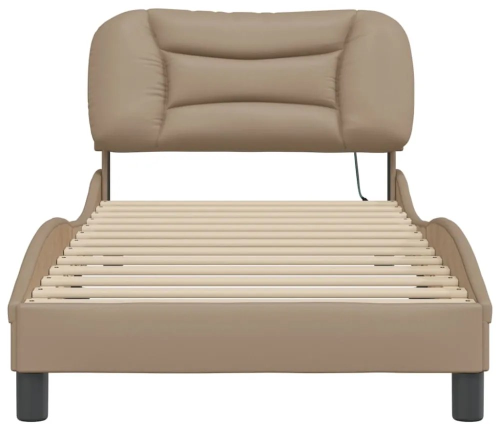 cappuccino színű ágykeret LED-ekkel matrac nélkül Hvar 80 x 200 cm