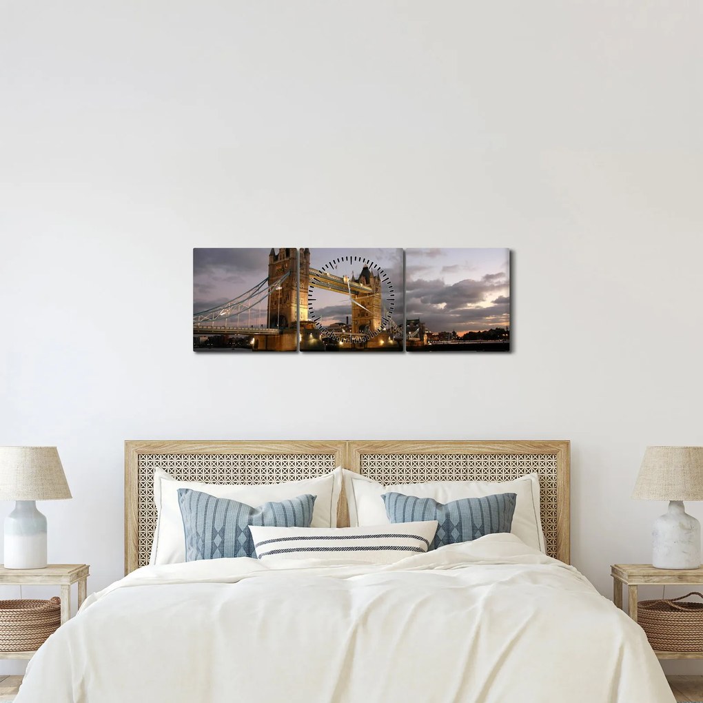 Kép - Tower Bridge éjszaka (órával) (90x30 cm)